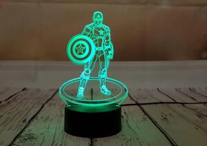 Нічник 3D світильник «Капітан Америка» Creative 3D