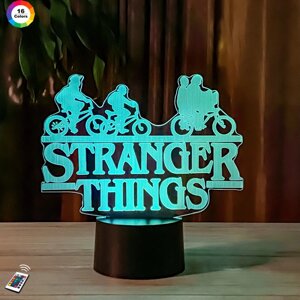 3D ночник "Stranger things" (УВЕЛИЧЕННОЕ ИЗОБРАЖЕНИЕ)+пульт ДУ +сетевой адаптер +батарейки (3ААА)  3DTOYSLAMP