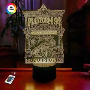 3D-нічник "HOGWARTS EXPRESS" (ВОЛІЧНЕ ЗОБРАЖЕННЯ)+ пульт ДК+ батарейки (3АА)  3DTOYSLAMP