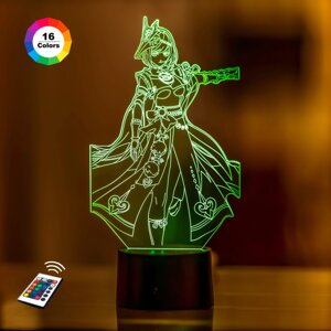 3D нічник "Сара" GENSHIN IMPACT (ЗБІЛЬШЕНИЙ ЗОБРАЖЕННЯ)+ батарейки (3ААА) 3DTOYSLAMP