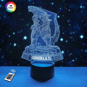 3D нічник "GODZILLA" (ВОЛІЧНЕ ЗОБРАЖЕННЯ)+ пульт ДК+ батарейки (3АА)  3DTOYSLAMP