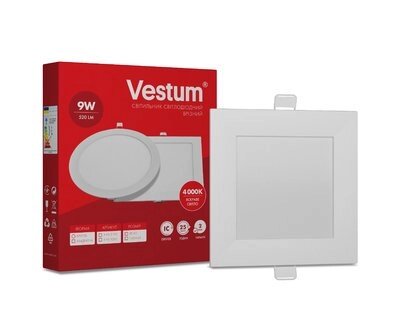 Світильник LED врізний квадратний Vestum 9W 4000K 220V - роздріб