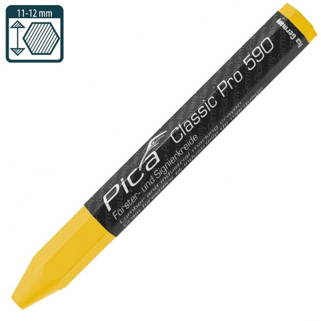 Промисловий маркер на восковій-крейдовій основі Pica Classic PRO 590/44, жовтий від компанії Polmart - фото 1