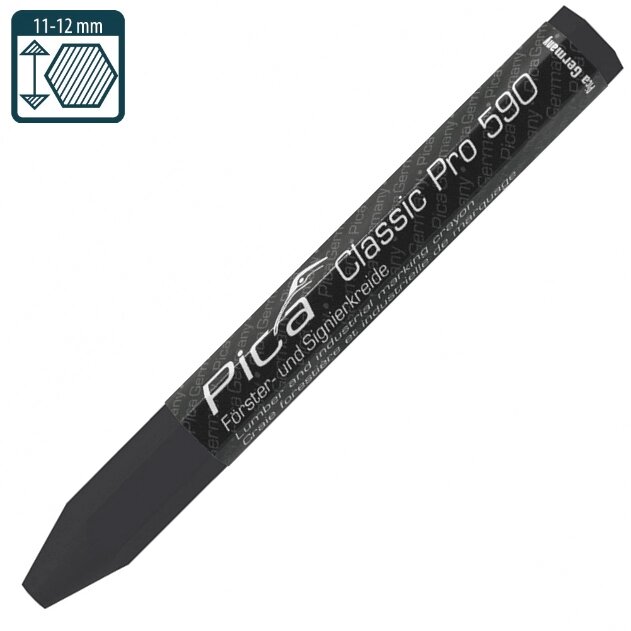 Промисловий маркер на восковій-крейдовій основі Pica Classic PRO 590/46, чорний від компанії Polmart - фото 1