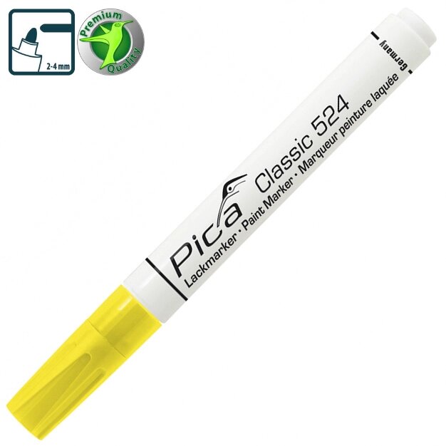 Рідкий промисловий маркер Pica Classic 524/44 Industry Paint Marker, жовтий від компанії Polmart - фото 1