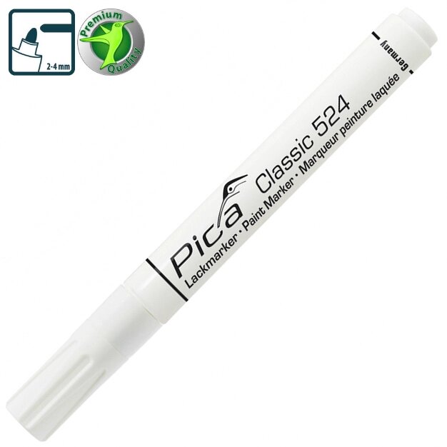 Рідкий промисловий маркер Pica Classic 524/52 Industry Paint Marker, білий від компанії Polmart - фото 1