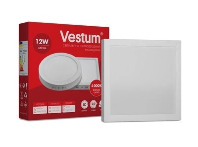 Світильник LED накладний квадратний Vestum 12W 4000K 220V від компанії Polmart - фото 1