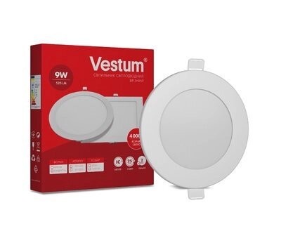 Світильник LED врізний круглий Vestum 9W 4000K 220V від компанії Polmart - фото 1