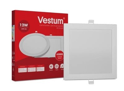 Світильник LED врізний квадратний Vestum 12W 4000K 220V від компанії Polmart - фото 1