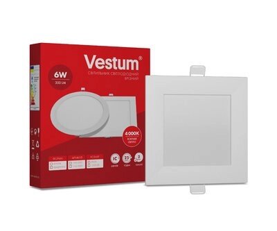 Світильник LED врізний квадратний Vestum 6W 4000K 220V від компанії Polmart - фото 1