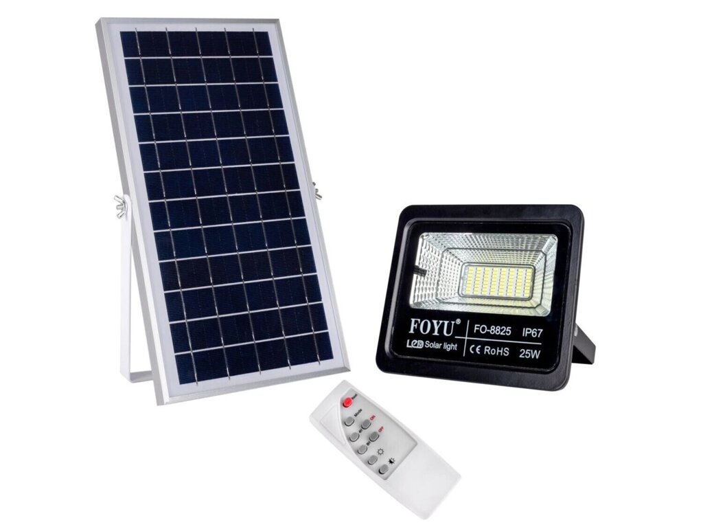 Вуличний LED прожектор на сонячній батареї FOYU 25 Вт (FO-8825) від компанії Polmart - фото 1