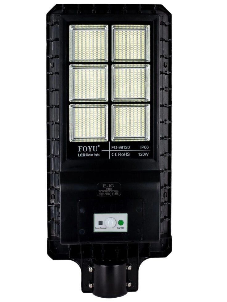 Вуличний світильник FOYU LED на сонячній батареї 120 Вт метал (FO-99120) від компанії Polmart - фото 1