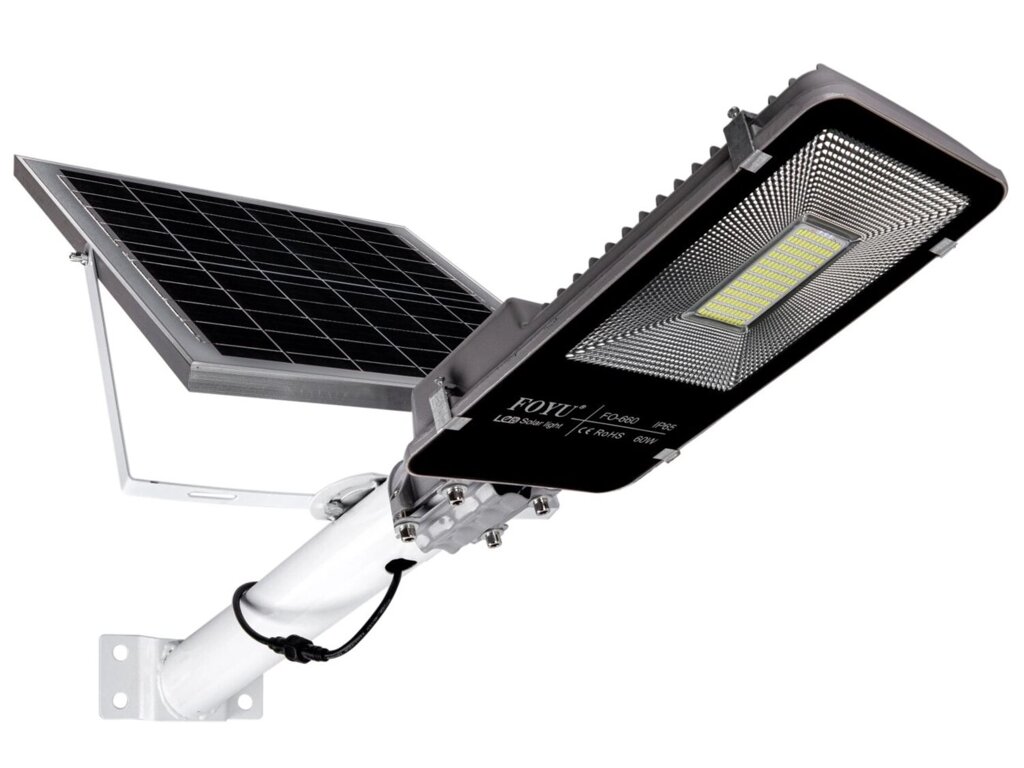 Вуличний світлодіодний LED ліхтар FOYU на сонячній батареї 60 Вт метал (FO-660) від компанії Polmart - фото 1