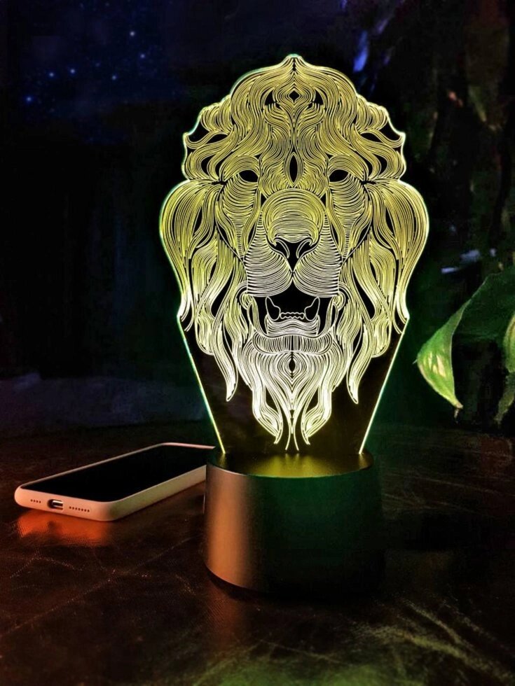 Змінна пластина для 3D світильників "Лев 2" 3DTOYSLAMP від компанії Polmart - фото 1