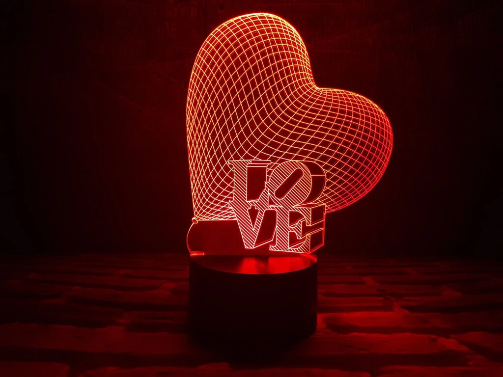 Змінна пластина для 3D Світильників "Серце LOVE" 3DTOYSLAMP від компанії Polmart - фото 1