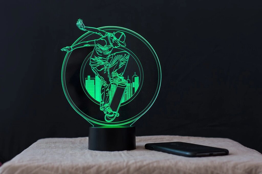 Змінна пластина для 3D світильників "Скейтбордист" 3DTOYSLAMP від компанії Polmart - фото 1