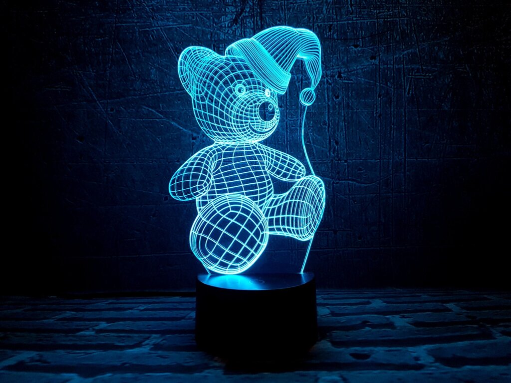 Змінна пластина для 3D світильників "Ведмедик (новорічний)" 3DTOYSLAMP від компанії Polmart - фото 1