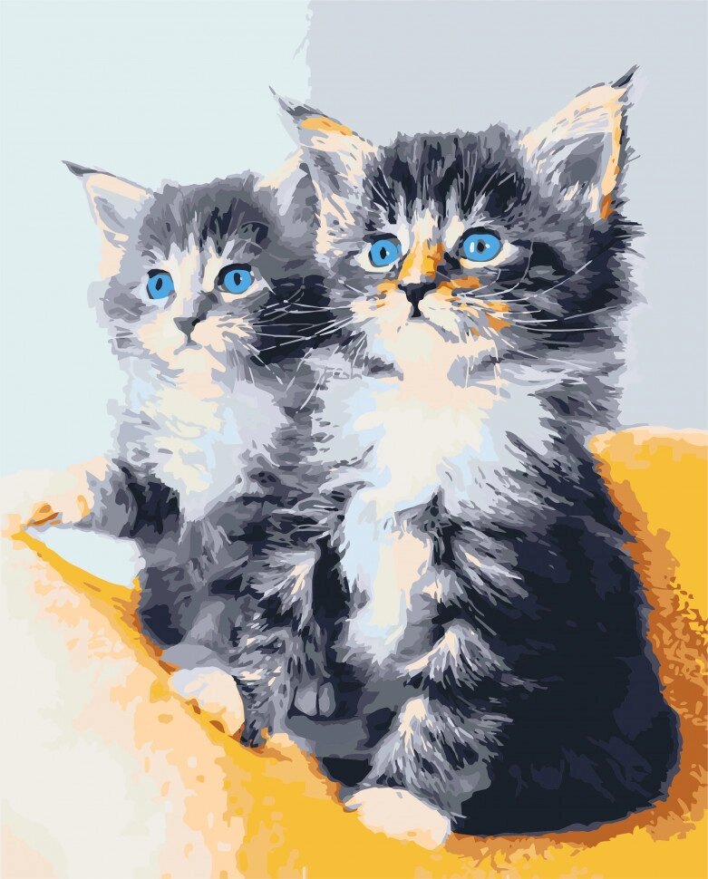 Зображення на числах. Мистецьке ремесло "синьоокі кошенят" 40*50 см 11617-a від компанії Polmart - фото 1