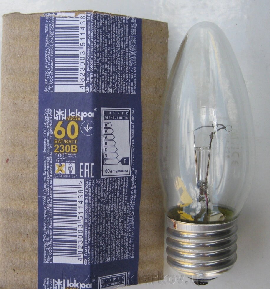 Лампа свічка Е27 60 Вт від компанії Інтернет-магазин Хозторг Харків. Господарські товари оптом - фото 1