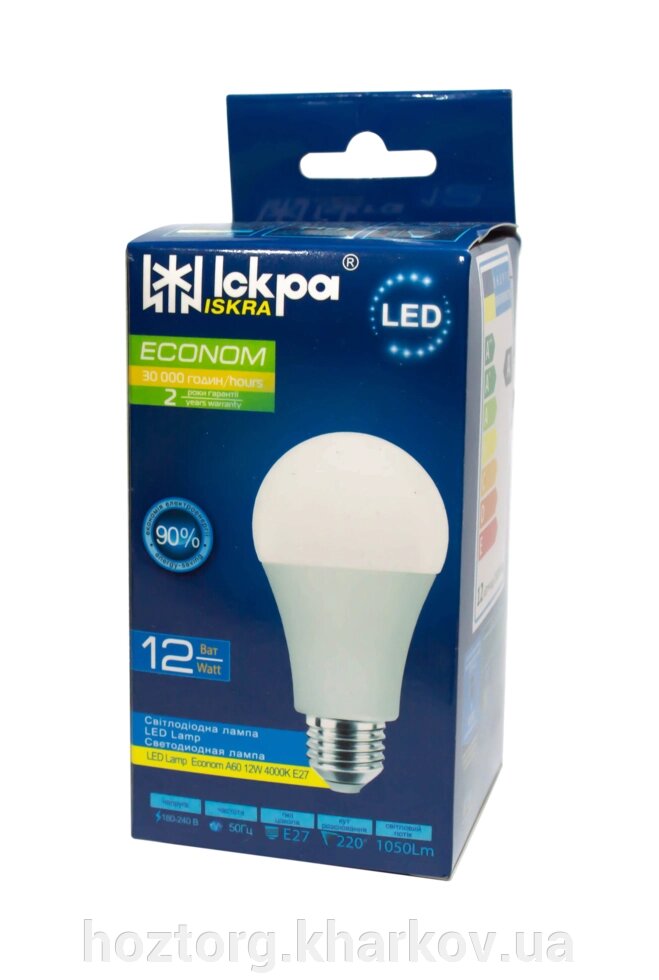 Лампа світлодіодна Iskra LED A60 12W E27 ECONOM 4000K від компанії Інтернет-магазин Хозторг Харків. Господарські товари оптом - фото 1