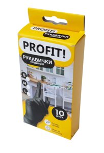 Рукавички нітрилові чорні M (PROFIT) 10 шт\уп