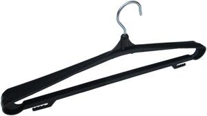 Вiшалка для одягу пластикова широка №3 чорна металевий гачок "ПП КВВ" (уп 10 шт)