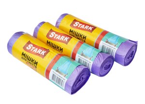 Сміттєві пакети 35 літрів (15 шт/уп) із зав'язками фіолетові (TM STARK) 50*60 см