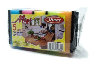 Губка для миття посуду кухонні Vivat "Міді" (805528 мм) 5 шт/уп + Відеоогляд