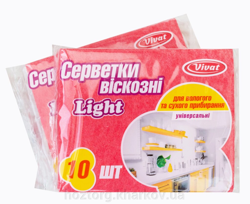 Серветка віскозна Light червона 10 шт/уп (Vivat) 36.5*30 см від компанії Інтернет-магазин Хозторг Харків. Господарські товари оптом - фото 1