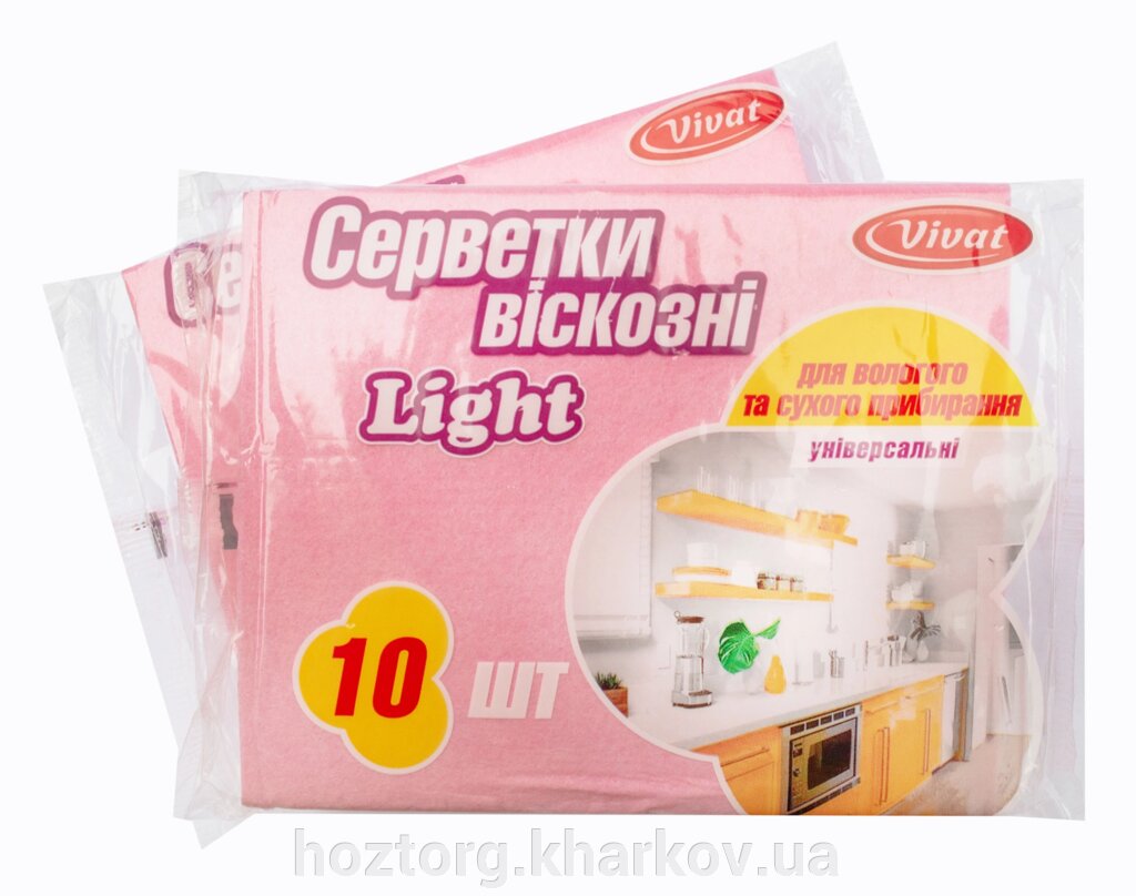 Серветка віскозна Light рожева 10 шт/уп (Vivat) 36.5*30 см від компанії Інтернет-магазин Хозторг Харків. Господарські товари оптом - фото 1