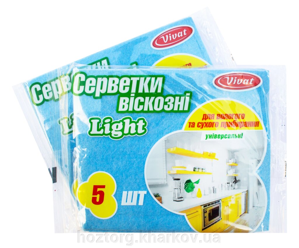 Серветка віскозна Light синя 5 шт/уп (Vivat) 36.5*30 см від компанії Інтернет-магазин Хозторг Харків. Господарські товари оптом - фото 1