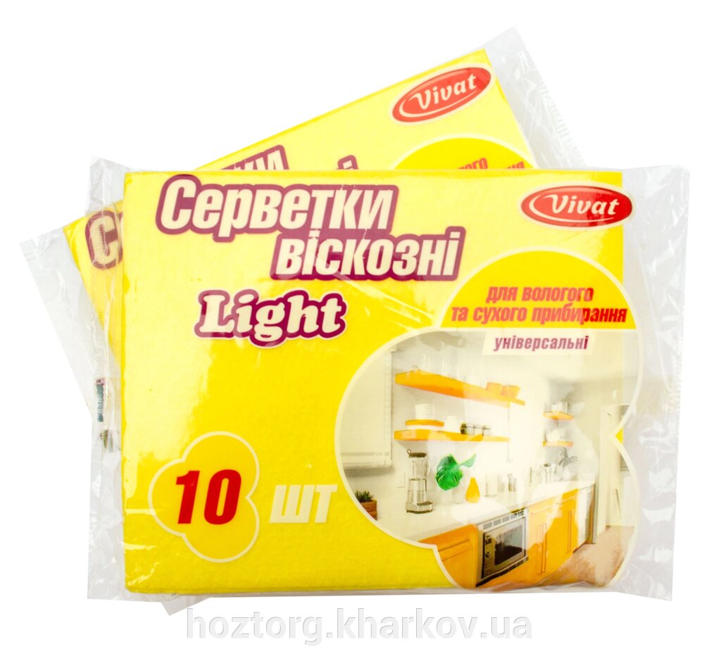 Серветка віскозна Light жовта 10 шт/уп (Vivat) 36.5*30 см від компанії Інтернет-магазин Хозторг Харків. Господарські товари оптом - фото 1