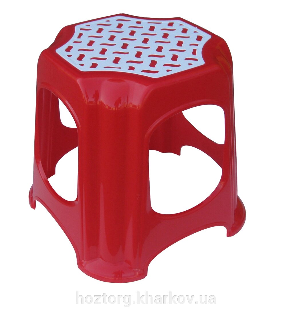 Табурет пластиковий малий червоний, висота 32 см (Горизонт) від компанії Інтернет-магазин Хозторг Харків. Господарські товари оптом - фото 1