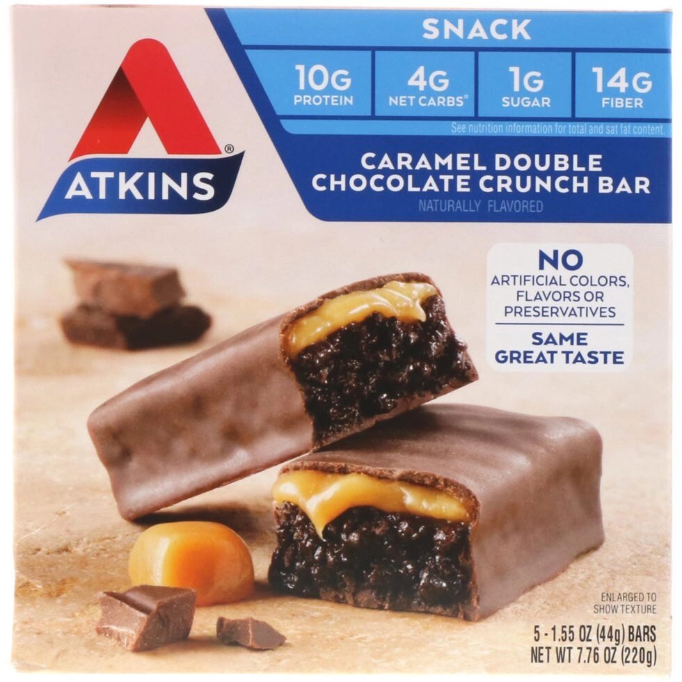 Батончик Atkins "Хрусткий батончик з шоколадом і карамеллю" від компанії Діетмаркет "Душечка" - фото 1