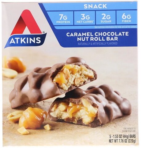 Батончик Atkins  "Карамель и арахис покрытый шоколадом" від компанії Діетмаркет "Душечка" - фото 1