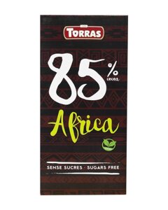 Чорний шоколад без цукру та глютену 85% Africa Dark , ТМ Torras, 100 гр