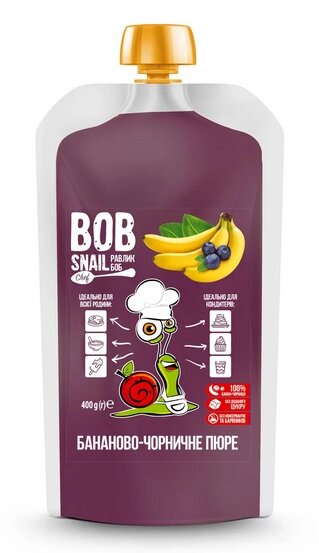 Натуральне бананово-чорничне пюре Bob Snail, 400г від компанії Діетмаркет "Душечка" - фото 1