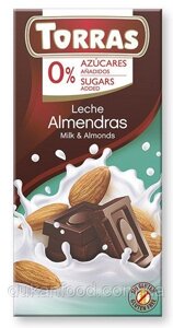 Torras Молочний шоколад з мигдалем без цукру