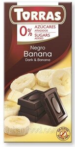 Torras Чорний шоколад з бананом без цукру
