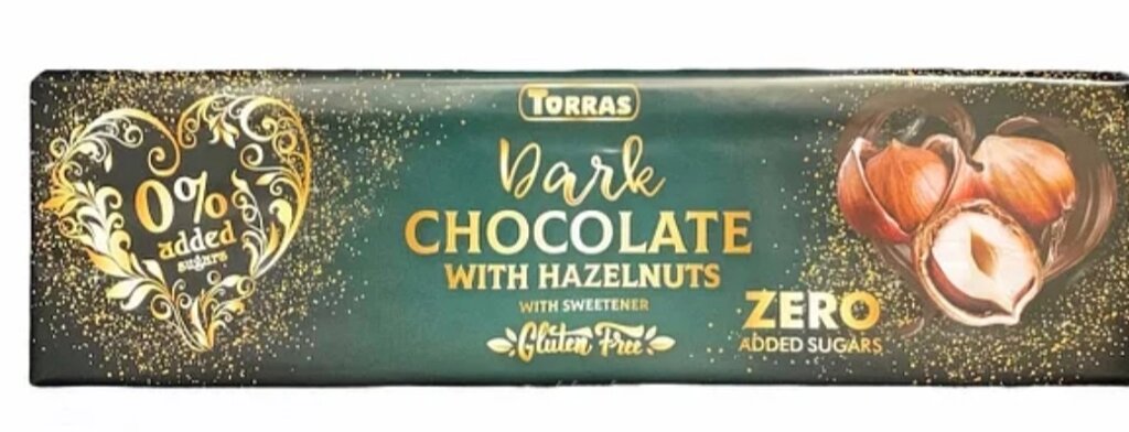 Шоколад темний з фундуком без цукру і глютену Torras, 300 гр від компанії Діетмаркет "Душечка" - фото 1