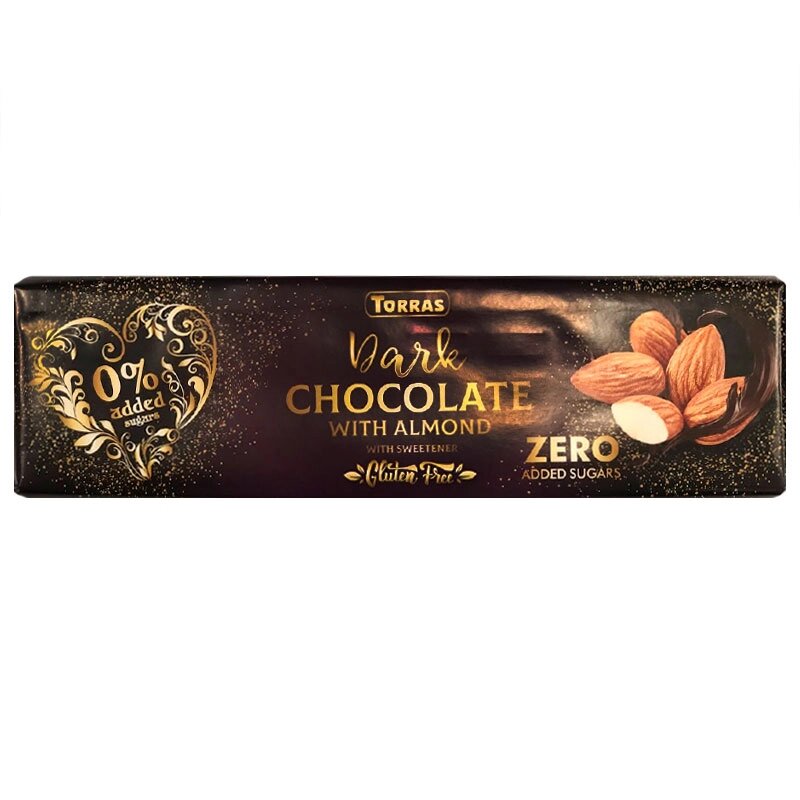 Шоколад темний з мигдалем без цукру і глютену Torras, 300 гр від компанії Діетмаркет "Душечка" - фото 1