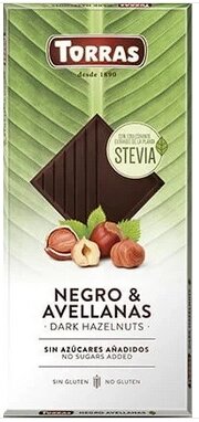 Torras Чорний шоколад з ФУНДУКОМ і стевією, без цукру від компанії Діетмаркет "Душечка" - фото 1