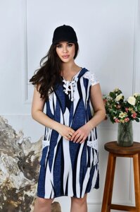 Літня жіноча сукня міді з з капюшоном та кишенями з 48 по 58 розмір