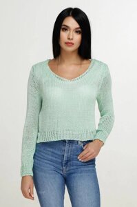 Молодіжний укорочений светр з подовженою спинкою з довгим рукавом з 42 по 46 розмір