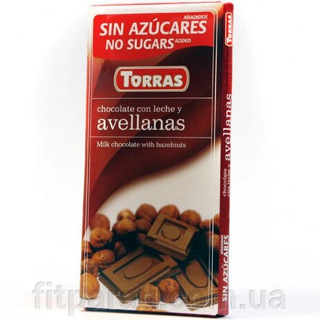 Torras Молочный шоколад с ФУНДУКОМ без сахара - опис