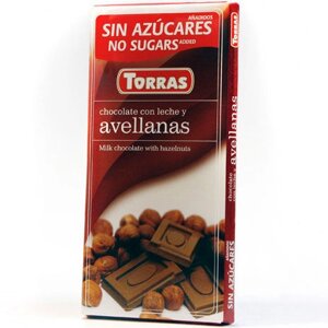 Torras Молочный шоколад с ФУНДУКОМ без сахара