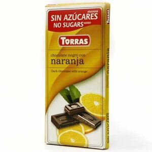 Torras Чорний шоколад з апельсином без цукру