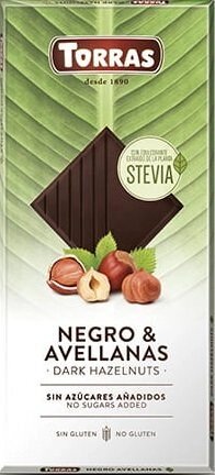 Torras Черный шоколад с ФУНДУКОМ и стевией без сахара від компанії ФітПарад - фото 1