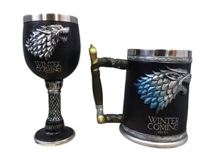 Подарунковий Набір Кружка Чашка Келих 3D Гра Престолів Game Of Thrones Winter is Coming Stark Будинок Старков