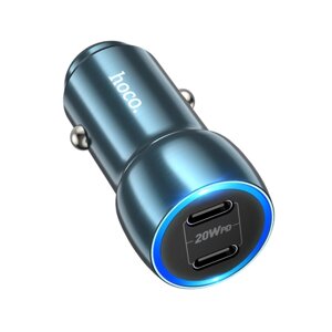 Автомобільний зарядний пристрій HOCO Z48 Tough 40W dual port (2C) car charger Sapphire Blue